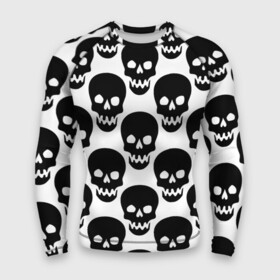 Мужской рашгард 3D с принтом черепа на белом фоне в Тюмени,  |  | background | black | pattern | skeleton | skeletons | skull | skulls | white background | белый фон | паттерн | скелет | скелетты | фон | череп | черепа | черный