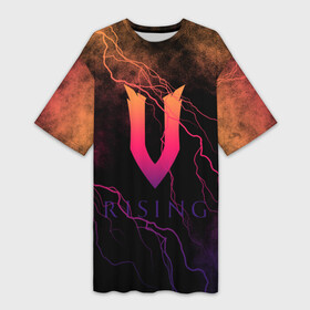 Платье-футболка 3D с принтом V Rising молнии в Тюмени,  |  | game | games | v rising | vampire | vrising | в райсинг | в рисинг | вампир | вампиры | ви райзинг | игра | игры