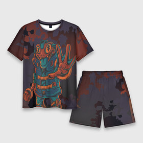 Мужской костюм с шортами 3D с принтом Токсичная лягуха в Тюмени,  |  | Тематика изображения на принте: frog | toxic | жаба | животное | лягуха | лягушка | токсичный