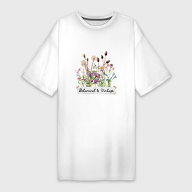 Платье-футболка хлопок с принтом Botanical  Vintage Ботаника Винтаж Цветы в Тюмени,  |  | botanical | vintage | ботаническая иллюстрация | винтаж | винтажная иллюстрация | винтажный | растения | цветы