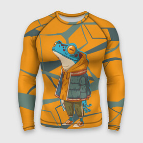 Мужской рашгард 3D с принтом Лягушка в модной куртке в Тюмени,  |  | frog | жаба | линии | лягуха | лягушка | на стиле