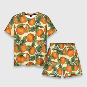 Мужской костюм с шортами 3D с принтом Узор Апельсиновое настроение в Тюмени,  |  | Тематика изображения на принте: drawn | fruit | frukt | frukti | frukty | hand | handdrawn | orange | pattern | summer | tropical | апельсиновый сок | апельсины | вручную | лето | паттерн | рисунок от руки | фруктовый узор | целые апельсины