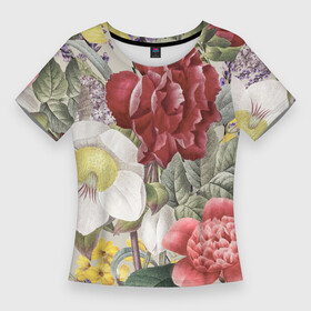 Женская футболка 3D Slim с принтом Цветы Красочный Садовый Букет в Тюмени,  |  | Тематика изображения на принте: flowers | букет | природа | растение | флора | цветы