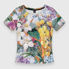 Женская футболка 3D Slim с принтом Цветы Красочный Лакфиоль в Тюмени,  |  | Тематика изображения на принте: flowers | букет | лакфиоль | природа | растение | флора | цветы
