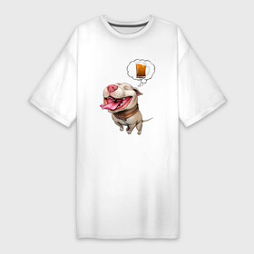 Платье-футболка хлопок с принтом Пивбуль в Тюмени,  |  | beer | meme | memes | pitbull | квас | любитель кваса | мем | мем с собакой | мемы | напиток | новы | пенный напиток | питбуль | собака | собака мечтае