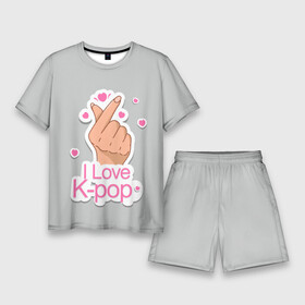 Мужской костюм с шортами 3D с принтом Я люблю K pop  жест Хани в Тюмени,  |  | bts | k pop | бтс | музыка | рука с сердцем | символ | символ бтс