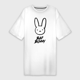 Платье-футболка хлопок с принтом Bad Bunny логотип в Тюмени,  |  | bad bunny | hip hop | latin trap | logo | music | rap | rnb | singer | star | звезда | латинский трэп | логотип | музыка | певец | рнб | рэп | хип хоп