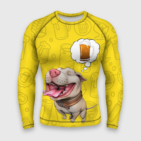 Мужской рашгард 3D с принтом BeerBull в Тюмени,  |  | beer | pitbull | квас | любитель кваса | м | мем | мем с собакой | напиток | пенный напиток | питбуль | собака | собака мечтает | хочу квас