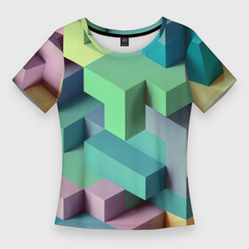 Женская футболка 3D Slim с принтом GEOMETRIC SHAPES в Тюмени,  |  | вектор | геометрические фигуры | геометрический | графический | зеленый | красочный | розовый | синий | текстура | треугольники | узор | форма | формы