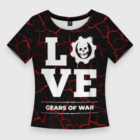Женская футболка 3D Slim с принтом Gears of War Love Классика в Тюмени,  |  | gears | gears of war | logo | love | war | вар | гирс | игра | игры | лого | логотип | мрамор | символ | трещины