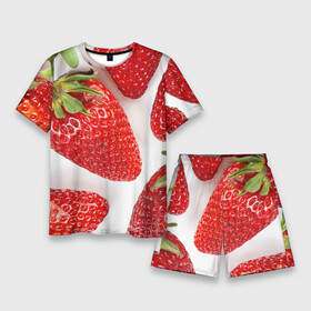 Мужской костюм с шортами 3D с принтом strawberries в Тюмени,  |  | strawberries | еда | клубника | красный | лето | ростислав удача | сад | ягоды