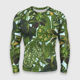 Мужской рашгард 3D с принтом Зеленые Тропические Растения в Тюмени,  |  | flowers | букет | природа | растение | флора | цветы