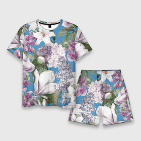 Мужской костюм с шортами 3D с принтом Цветы Белые Лилии В Саду Летом в Тюмени,  |  | Тематика изображения на принте: flowers | букет | лилии | природа | растение | флора | цветы