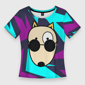 Женская футболка 3D Slim с принтом Песик в круглых очках в Тюмени,  |  | круглые очки | пес | песик | собака | собачка