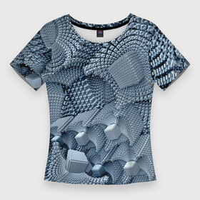 Женская футболка 3D Slim с принтом GEOMETRIC FRACTAL CUBES в Тюмени,  |  | абстрактный | геометрический | красочные | кубы | пространство | синий | узор | фрактальный | цвет | энергия