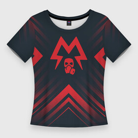 Женская футболка 3D Slim с принтом Красный Символ Metro Exodus на темном фоне со стрелками в Тюмени,  |  | exodus | logo | metro | metro exodus | градиент | игра | игры | лого | логотип | метро | ромб | символ | эксодус