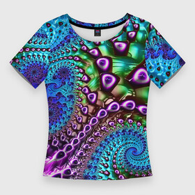 Женская футболка 3D Slim с принтом Наикрутейший фрактальный паттерн  Авангард  The Coolest fractal pattern  Vanguard в Тюмени,  |  | abstraction | color | fashion | fractal | neon | pattern | vanguard | абстракция | авангард | мода | неон | паттерн | фрактал | цвет