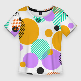 Женская футболка 3D Slim с принтом GEOMETRIC INTERSECTING CIRCLES в Тюмени,  |  | абстрактный | геометрический | графический | декоративный | желтый | зеленый | красный | круги | пересекающийся | повторение | стиль | точки | узор | узоры | черный