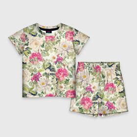 Детский костюм с шортами 3D с принтом Цветы Винтажные Розы в Тюмени,  |  | flowers | букет | природа | растение | розы | флора | цветы
