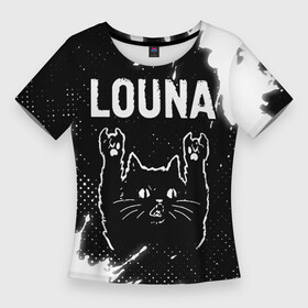Женская футболка 3D Slim с принтом Группа Louna и Рок Кот в Тюмени,  |  | band | louna | metal | paint | rock | брызги | группа | кот | краска | луна | рок | рок кот