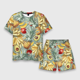 Мужской костюм с шортами 3D с принтом Экзотические Фрукты Лета в Тюмени,  |  | Тематика изображения на принте: bananas | garnet | pineapples | summer | ананасы | бананы | гранат | лето
