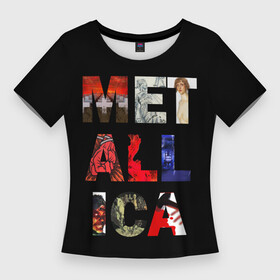 Женская футболка 3D Slim с принтом Metallica Альбомы в Тюмени,  |  | heavy | heavy metal | metal | metalica | metallica | trash metal | альбом | альбомы | джеймс | кирк | ларс | мастейн | метал | металика | металл | металлика | музыка | ньюстед | обложка | обложки | рок | трухильо | ульрихт | хеви