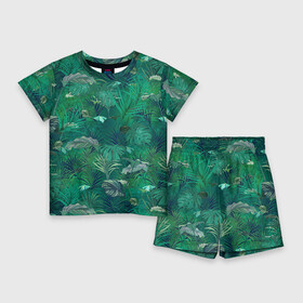 Детский костюм с шортами 3D с принтом Летняя Зелёная Листва в Тюмени,  |  | Тематика изображения на принте: foliage | green | summer | зелённая | лето | листва