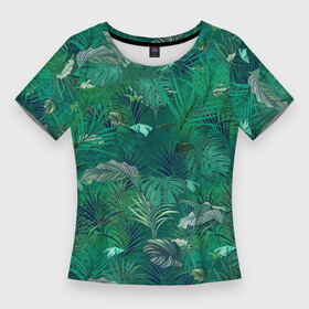 Женская футболка 3D Slim с принтом Летняя Зелёная Листва в Тюмени,  |  | foliage | green | summer | зелённая | лето | листва