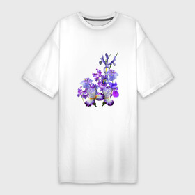 Платье-футболка хлопок с принтом Ириски Ирисы в Тюмени,  |  | Тематика изображения на принте: ириски | ирисы | любимые ирисы | фиолетовые цветы | цветы
