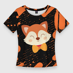 Женская футболка 3D Slim с принтом ЛИСА  В ГАЛСТУКЕ  Линии в Тюмени,  |  | fox | foxy | в галстуке | животные | лиенок | линии | лис | лиса | лисами | лисий | лисичка | лисичкой | лисой | лисы | милая | милота | милые | рыжая | рыжие