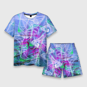 Мужской костюм с шортами 3D с принтом Абстрактный фрактальный летний паттерн  Abstract fractal summer pattern в Тюмени,  |  | abstraction | fractal | pattern | summer | абстракция | лето | паттерн | фрактал
