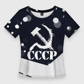 Женская футболка 3D Slim с принтом ussr  ссср  серп и молот в Тюмени,  |  | made | russia | ussr | ветеран | герб | ленин | победа | родина | рожден | рожденный | россия | русский | сборная | сделан | сделано | серп и молот | символ | символы | советский | союз | ссср | сталин | страна | флаг