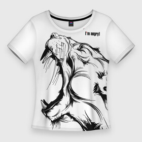 Женская футболка 3D Slim с принтом I m angry  Cougar в Тюмени,  |  | angry | cougar | fangs | im angry | open mouth | predator | wild | дикая | злая | клыки | открытая пасть | пума | хищник | я в гневе