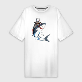 Платье-футболка хлопок с принтом Опоссум верхом на акуле в Тюмени,  |  | Тематика изображения на принте: shark | акула | акулы | белая | катран | опоссум | рыба | селахия | тигровая | тупорылая | хищник | шарк