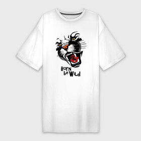 Платье-футболка хлопок с принтом Born be wild  Cougar в Тюмени,  |  | born be wild | cougar | evil | fangs | open mouth | predator | wild | дикая | злая | клыки | открытая пасть | пума | рожден диким | хищник