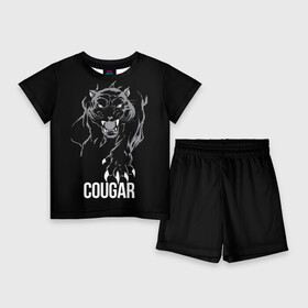 Детский костюм с шортами 3D с принтом Cougar on the hunt  Пума на охоте в Тюмени,  |  | cat | cougar | gaze | hunting | predator | stalking | wild | взгляд | дикая | кошка | крадется | на охоте | пума | хищник