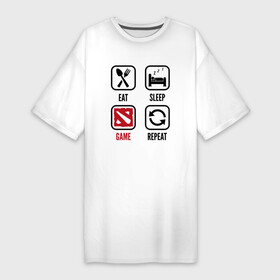 Платье-футболка хлопок с принтом Eat  Sleep  Dota  Repeat в Тюмени,  |  | dota | eat sleep repeat | logo | дота | игра | игры | лого | логотип | символ
