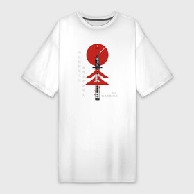 Платье-футболка хлопок с принтом Дух Воина в Тюмени,  |  | ghost of tsushima | japan | japanese style | гост тсусима | гхост цусима | иероглифы | кандзи | катана | киото | ниндзя | призрак цусимы | самурай | самурайский меч | токио | япония | японский стиль
