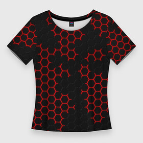 Женская футболка 3D Slim с принтом НАНОКОСТЮМ  Black and Red Hexagon  Гексагоны в Тюмени,  |  | abstract | black and red hexagon | carbon | hexagon | nano | nanosuit | абстракция | броня | гексагон | гексагон фон | гексагоны | карбон | корбон | нано | нанокостюм | нанокостюм из crysis | шестиугольники