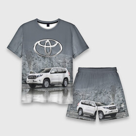 Мужской костюм с шортами 3D с принтом Toyota Land Cruiser на фоне скалы в Тюмени,  |  | car | off road vehicle | rock | toyota | автомобиль | внедорожник | скала | тойота