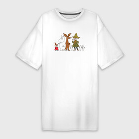 Платье-футболка хлопок с принтом Персонажи Муми Тролля в Тюмени,  |  | Тематика изображения на принте: малышка мю | муми тролли | муми тролль | персонажи | снифф | снусмумрик | хатифнатты