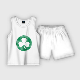 Детская пижама с шортами хлопок с принтом Green Celtics в Тюмени,  |  | basketball | game | nba | sport | баскетбол | баскетболист | бостон | игра | мяч | нба | спорт | спортсмен