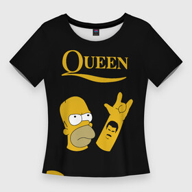 Женская футболка 3D Slim с принтом Queen Гомер Симпсон Рокер в Тюмени,  |  | gomer | homer | queen | quen | rock | simpson | simpsons | брайан мэи | гомер | группа queen | группа квин | джон дикон | квин | королева | король | роджер тейлор | рок | симпсон | симпсоны | фредди меркьюри