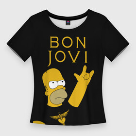 Женская футболка 3D Slim с принтом Bon Jovi Гомер Симпсон Рокер в Тюмени,  |  | bon | bon jovi | gomer | homer | jovi | rock | simpson | simpsons | бон | бон джови | глэм | гомер | группа | джови | джон | метал | рок | рокер | симпсон | симпсоны | хард
