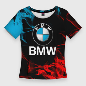 Женская футболка 3D Slim с принтом bmw  Огонь в Тюмени,  |  | bmw | bmw performance | m | motorsport | performance | бмв | моторспорт