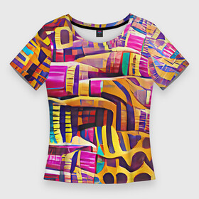 Женская футболка 3D Slim с принтом Африканские яркие мотивы в Тюмени,  |  | abstraction | africa | art | bright | colors | ethnic | funny | multicoloured | pattern | positive | summer | абстракция | африка | краски | лето | мотивы | пестрый | позитивный | радостный | разноцветный | рисунок | узоры | этнический