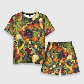 Мужской костюм с шортами 3D с принтом Вкусные Летние Фрукты в Тюмени,  |  | bananas | fruits | garnet | pineapples | summer | ананасы | бананы | виноград | вишня | гранат | груши | киви | клубника | лето | сливы | фрукты | яблоки