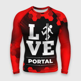 Мужской рашгард 3D с принтом Portal Love Классика в Тюмени,  |  | logo | love | portal | игра | игры | лого | логотип | портал | символ | соты