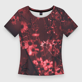 Женская футболка 3D Slim с принтом Цветы на закате в Тюмени,  |  | восход | закат | природа | ромашки | цветы