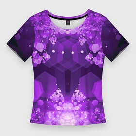Женская футболка 3D Slim с принтом Crystal Galaxy в Тюмени,  |  | абстракция | будущее | кристаллы | психоделика | фракталы | фрактальная | шестиугольник | шестиугольники